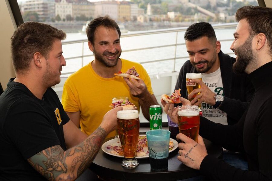 Budapest: Pizza Cruise - Parliament, Margaret Bridge, and the wide Danube views