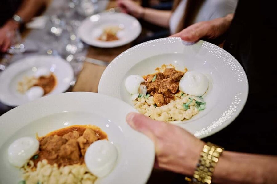 Guided Tipsy Food Tour with Drinks Included in Budapest - Hungarian street food: soup and lángos
